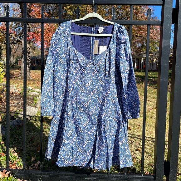 J Crew Liberty Sweetheart Long Sleeve Mini Dress in Bourton Bloom Fabric NWT - Picture 6 of 13